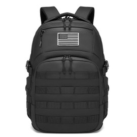 Wotony 25L Tactical Backpack, 18.5 inch, 900D Polyester, MOLLE System, Waterproof, for Men, Black