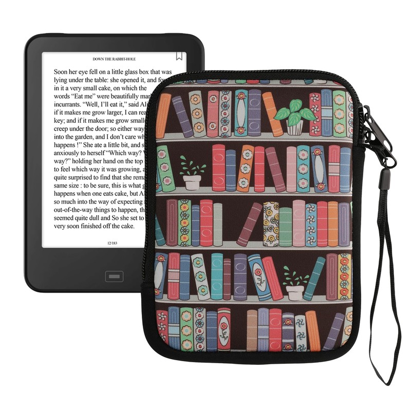 kwmobile Case for eReader Neoprene Protective Bookcase with Plants Blue