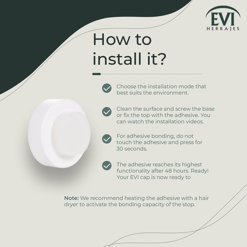 EVI Herrajes | Wall Door Stop | 1,37x0,7" | Stainless