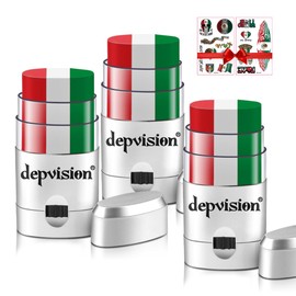 3 Pack Mexico Face Paint Stick Body Paint Sticks for Soccer Fans, Hypoallergenic & Washable Face Painting Sticks for Football Fans, Sports Cheering & Party Makeup National Events (red white green)