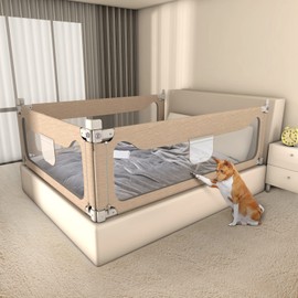Bed Rails for Toddlers, Extra Tall Specially Designed for Twin, Full, Queen, King Size - Safety Bed Guard Rails for Kids (1 Side:78.74"(L) x27"(H), Khaki)