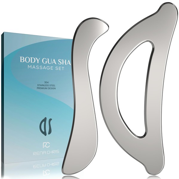 Rena Chris Muscle Scraper Tool Set - Stainless Steel Gua