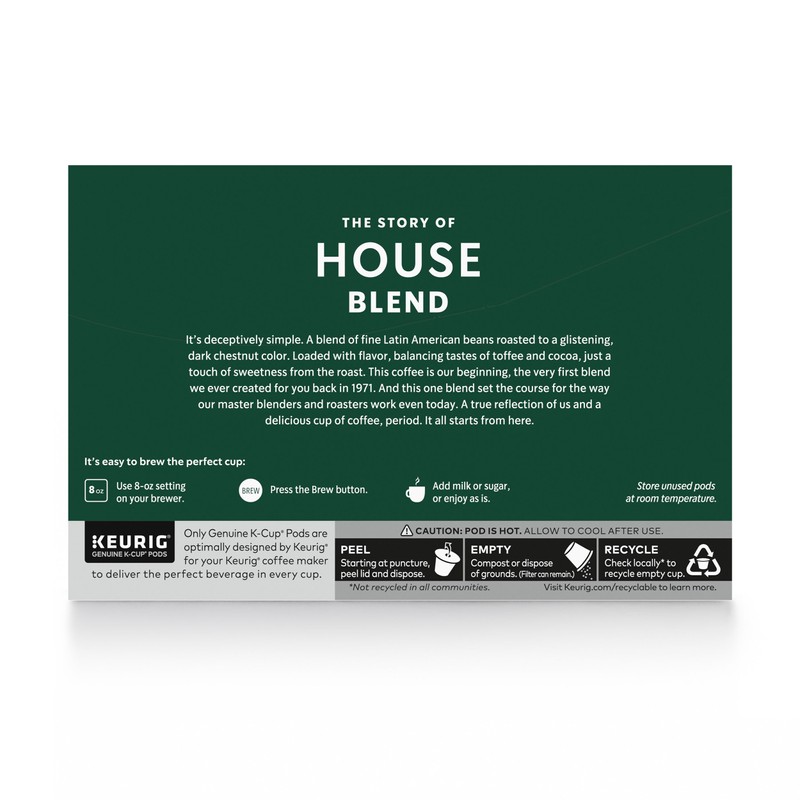 Starbucks K-Cup Coffee Pods, Medium Roast, House Blend for Keurig