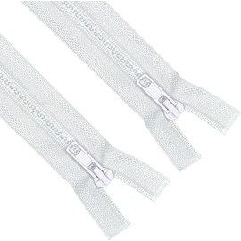 ANPURZII - 2 cremalleras blancas de 6 pulgadas para abrigos de costura, cremalleras de plástico moldeado a granel (blanco 6 pulgadas, 2 unidades)