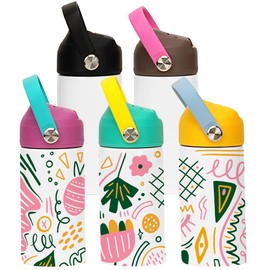 ZREGGUR 12oz sublimation Sippy Cup blank with Straw Lid and Handle 5 Pack bulk,Stainless Steel Water Bottle Double Wall Insulated Tumbler for school, 5 Colors mixed leak proof lid