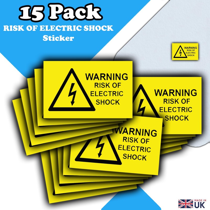 15 Pack - Warning Risk of Electric Shock Stickers -