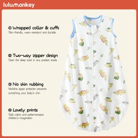 LULUMONKEY Baby Summer Sleeping Bag 2 Pack, 0.5 TOG Cotton Newborn Sleep Sack Wearable Blanket for 6-18 Months Toddler Baby