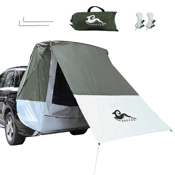 HREFEU SUV Tailgate Tent with Awning, Tailgate Shade Awning Tent for Camping, Hatchback Tent,Sun Shelter Camping Outdoor Travel, Waterproof 3000MM UPF 50+(Large)