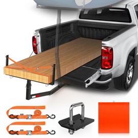 Nilight Truck Bed Extender w/Straps & Receiver Tightener & Flag, Fits 2-inch Hitch Receiver, 2-in 1 Pickup Hitch Mount Truck Bed Extension for Rack, SUV, Lumber, Ladder, Canoe, Boat, Kayak, Pipes