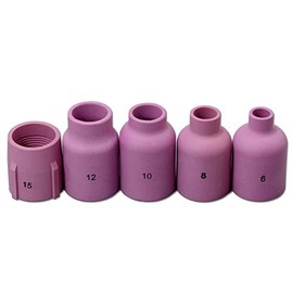 RIVERWELD TIG Gas Lens Alumina Nozzle Ceramic Cups Jumbo Large Diameter 53N87 12# 3/4" 53N88 5/8" #10 53N89 15/16" #15 57N74 1/2" #8 57N75 3/8" #6 for SR WP 9 17 18 20 25 26 TIG Welding Torch 5pcs