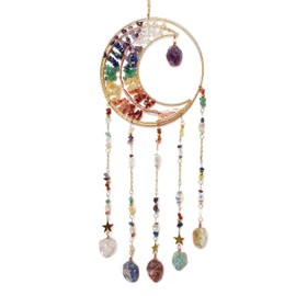 RAGKUU Colorful Dream Catcher Wall Decor Crystal Tree of Life Dream Catchers with Stone Pendant Handmade Dreamcatcher Wall Hanging Ornament for Bedroom Living Room Home Decor