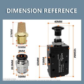 Innfeeltech 1 Pcs Air Hand Lever Operated Valve 3 Way 2 Position 3/8" BSP Pneumatic Solenoid Valve Manual Control Push-Pull 3R310-10