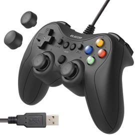 Elecom JC-GP30SVBK Wired Gamepad, Xinput, PS System, FPS Specifications, Mechanical Trigger, Supports Customized Sticks, Vibration, Black