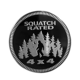 Squatch Rated Metal Car Badge Stickers for Jeep Wrangler,Round Auto Car Emblem Sticker 3D,4 x 4 Jeep Decalse,Metal Automotive Car Badge,Decorative Sticker for Motorcycle Vehicles Bumpers Trucks