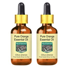 Devprayag Pure Orange Essential Oil (Citrus sinensis) with Glass Dropper Natural Therapeutic Grade Steam Distilled (Pack of Two) 100ml X 2 (6.76 oz)