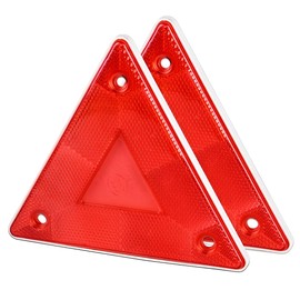 SIRLOMU 2 Pack Standard Reflector for Trailer Rear, Triangle Rear Reflector Right Left, Rear Light Hanger Triangle Hole Spacing (Red)