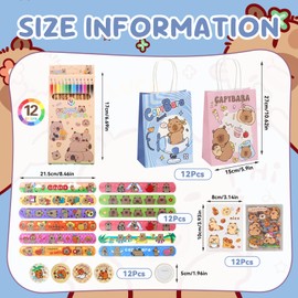 FYSL Capybara Party Bags Children's Birthday Party Favours, Capybara Gift Bags Children's Birthday Party with Pens, Key Chain, Bracelet, Stickers (Four Colours, 60)