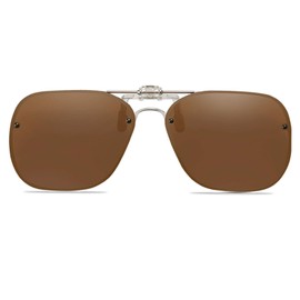 FF FRAZALA Clip-on Sunglasses, Clip-On, Flip-up Type, Polarized Lenses, Over Glasses, Braun