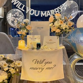 LUVHUNTER Romantic Proposal Decorations-Will You Marry Me garland,Balloons,Rose Petals- Anniversary,Wedding,Hotel Room Decor-Forever Yours Proposal Set(All-in-One for Easy,Stunning Setup)