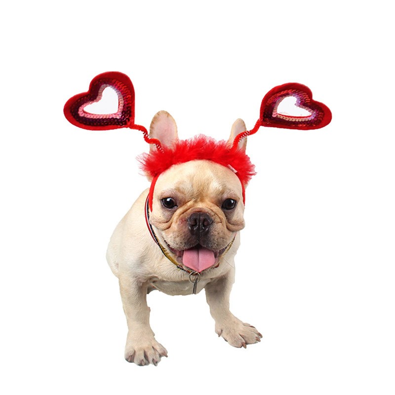 Soochat Soochat Valentines Day Pet Headbands Dogs Cats Sequins Heart