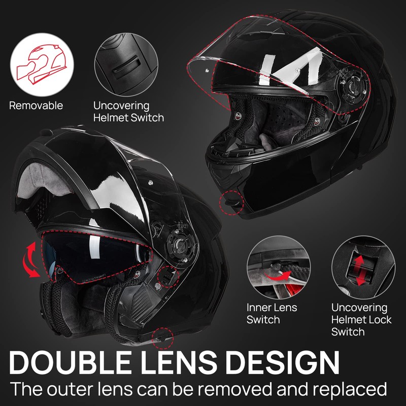 ILM Adult Motorcycle Modular Full Face Helmet Flip up Dual