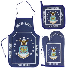 Air Force Kitchen & BBQ SetNew w/Apron, Oven-mitt and Pot holder-USAF Flag