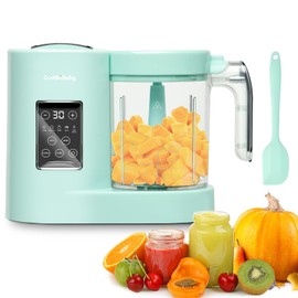 CuddleeBaby Baby Food Maker, Baby Food Processor with Silicone Spatula, Baby Food Blender, Auto Cooking & Grinding, Steam Cook and Blender, Touch Screen Control, BPA Free, Green