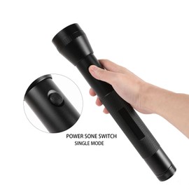 Hilngav Heavy Duty 3-Cell D Battery LED Big Flashlights, Single Mode, Aluminum Alloy Torch, Rugged Metal Large Flashlight for Outdoor Adventures and Home Emergency Power Outages (1 Pack)