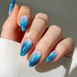JMEOWIO Cat Eye Semi Cured Gel Strips Wraps Nail Art Sticker