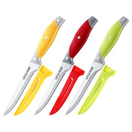 3PCS Stainless Steel Kitchen Boning Fillet Deboning Knife Set With Protective Covercolor: Multi-Color, kitchen knife size: 11.6 inch