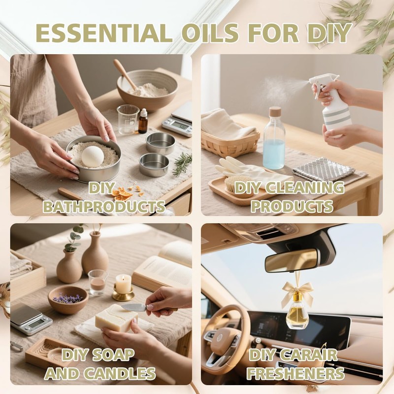Aromatherapy Essential Oil Set - 6 Bottles × 120ml Lavender,