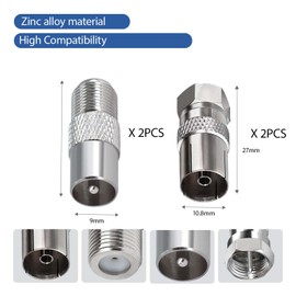 eioororriy 4-Piece TV Aerial Connector Set, Satellite Cable Connectors with Anti-Oxidation Coating for Coaxial Cable Connectors, High Compatibility for TVs, Routers & Set-Top Boxes