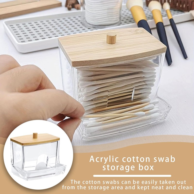 banjiabb Cotton Buds Container, Cotton Bud Dispenser, Cotton Buds Box,