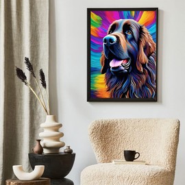 JXAVAXDE Colorful Animals 5D Diamond Painting Kits for Adults Beginner, DIY Happy Newfoundland Dog Paint with Diamonds Pictures, Dog Diamond Dots for Home Decor Gifts for Craft Lovers 12x16 inch