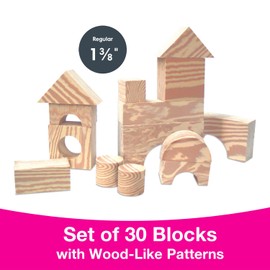 Edushape Wood-Like Soft Baby Blocks for Toddlers 1-3, 30 Pieces Regular Size - Edu-Blocks Soft Blocks Foam Blocks - Stacking Blocks Building Blocks for Daycares and Preschools