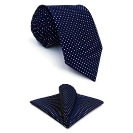 Shlax&Wing Extra Long Size Dots Blue Navy Mens Neckties Ties For Men Silk