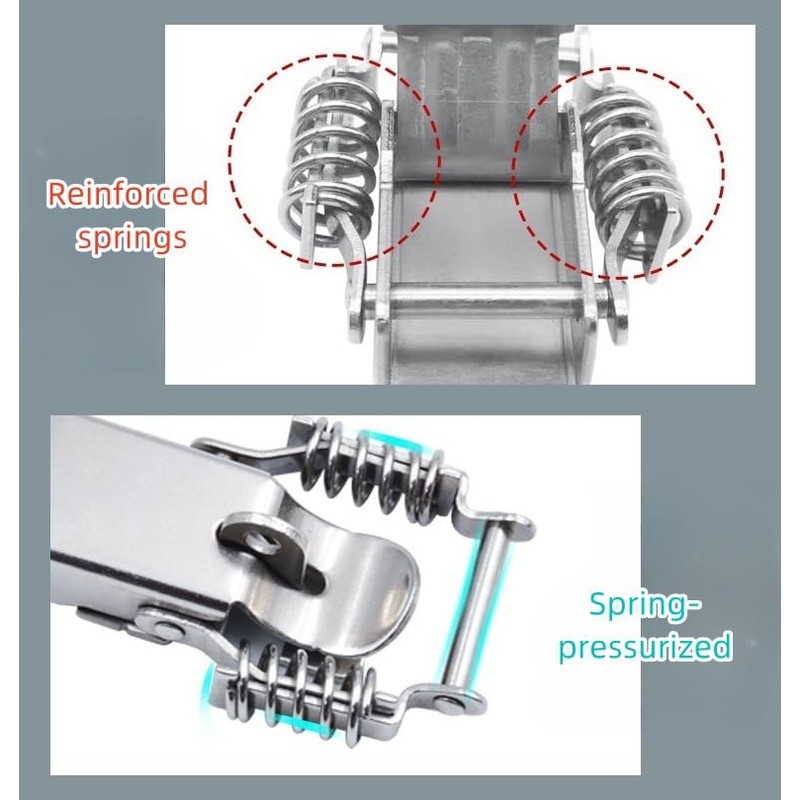 2pcs 304 Stainless Steel Double-Spring Telescopic Buckle, Toolbox Tension Spring