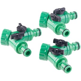 Royal Gardineer Garden hose distributor: 2 Way Tap Adapter with 2 Valves for Garden Hoses Set of 3 (Garden Hose Splitter 2 Way)