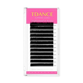 TDANCE TDANCE Premium D Curl 14mm Semi Permanent Individual Eyelash Extensions 0.18mm Thickness False Mink Silk Classic Lashes Extensions Professional Salon Use(D,0.18,14mm)