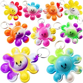 HOZKEAP 10 packs Bulk Mini pop Fidget Keychain，birthday Party Favors Supplies Classroom summer Student Prize