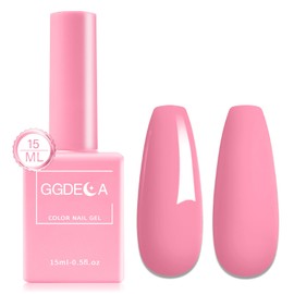 GGDECA 15ml Pink Gel Nail Polish, 1Pcs Pink Gel polish, Hot Pink Nail Polish Gel, High Gloss U V Soak Off Nail Gel Polish, DIY Sparkle French Manicure Salon