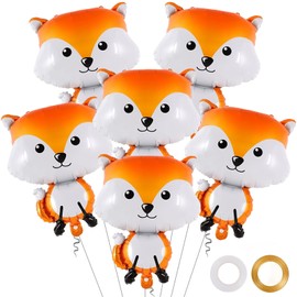 Raccoon Foil Balloons, Pack of 6, Raccoon Shape Balloons, Safari, Children's Balloons, Forest Animals, Birthday Decoration for Children, Birthday Party Decorations