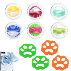 Pack of 10 Pet Hair Remover Washing Machine (6 Ball Shaped Mixed Colours + 4 Paw Patterns) Pet Hair Remover, Lint Balls Washing Machine, Reusable Pet Hair Washing Machine Removal