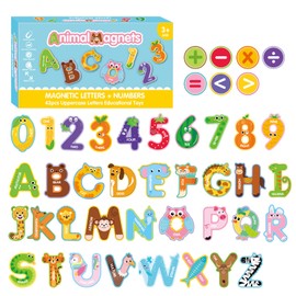 Magnetic Letters and Numbers for Fridge, Cute Colorful Animal Alphabet 26 Uppercase Letters 0-9 Numbers, Fridge Magnets Set for Learning Spelling