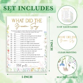 Wildflower Games Cards, Wedding Shower Games Set, What Did The Groom Say Bridal Shower Game, Spring Flower Themed Bachelorette Party Games, Engagement Party Supplies, Set of 25 Cards-07