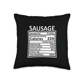 Nutritional Facts Labels Thanksgiving Gifts Store Thanksgiving Christmas Funny Sausage Nutrition Facts Throw Pillow, 16x16, Multicolor