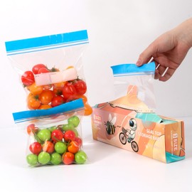 70 PCS Freezer Bags 3 Sizes, CAKKVDE Seal Ziplock Bags Reusable, Food Storage Freezer for Meat, Fruits, Vegetables, Grains, Sandwich, Nuts