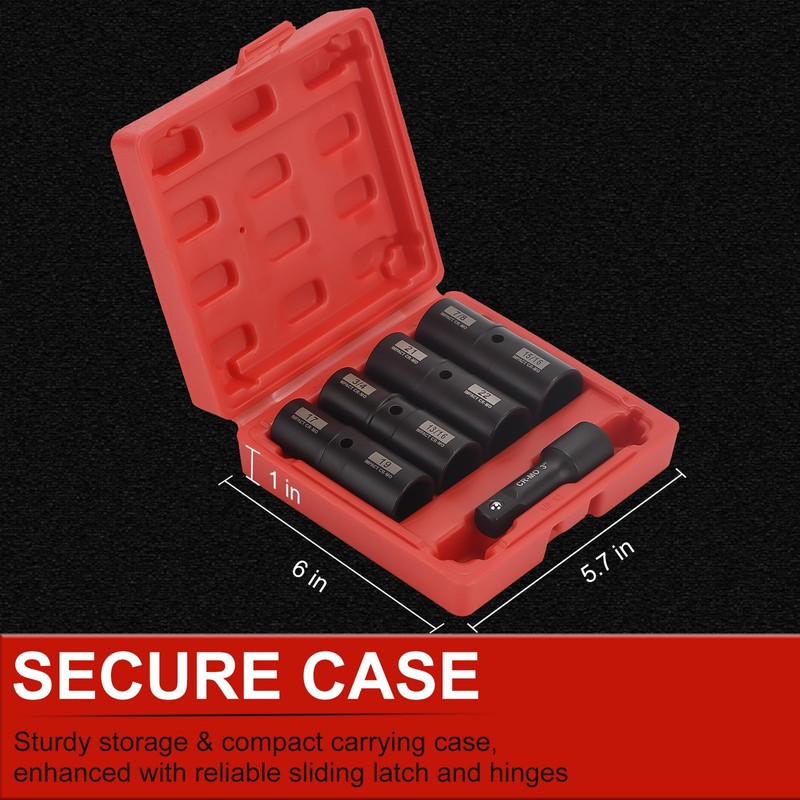 AOBEN 5 PCS 1/2" Drive Impact Socket Set, Flip Socket