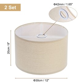 PATIKIL Drum Lamp Shades Set of 2, 12"x12"x8" Linen Lamp Shade Easy Assembly Lampshade for Table Lamps Floor Lamps Pendant Lights, Cream