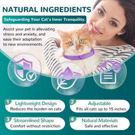 Trail Tail Calming Collar for Cats, Pheromone Collar for Cat Anxiety Relief,60 Days Adjustable Waterproof TPE, Cat Calming Collars Helps Calm During Loud Noises and Separation (Black, 1 Pack)